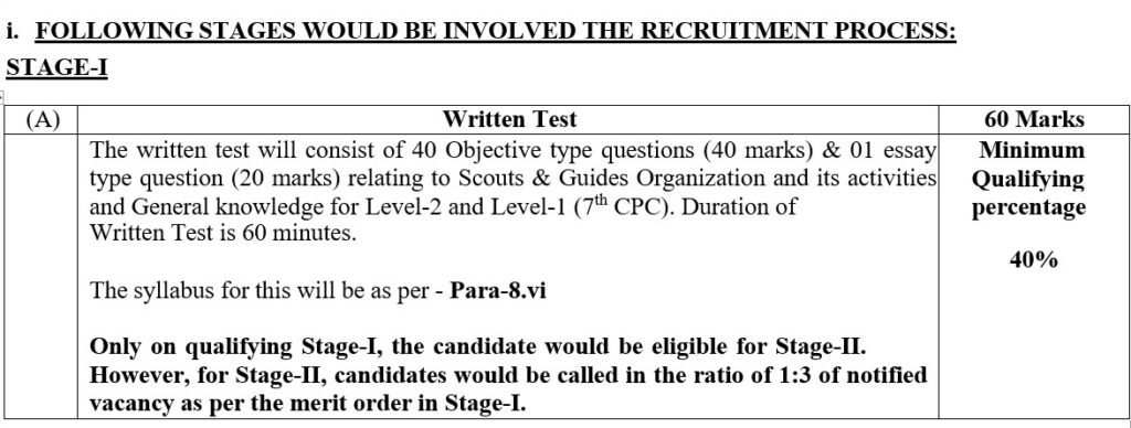 Scouts & Guides Quota Stage I